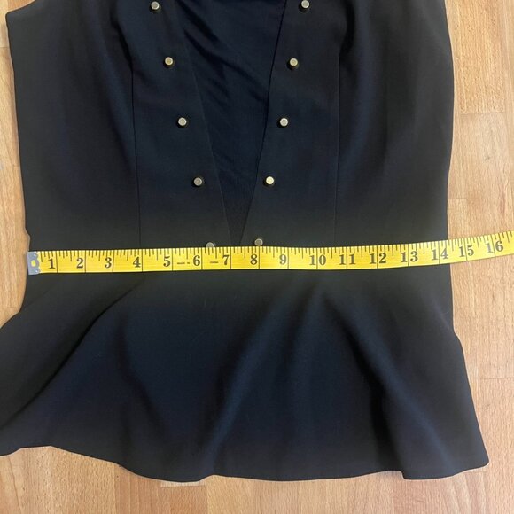 Akira Studded Mesh Deep-V Peplum Top Black (S) - Picture 7 of 9